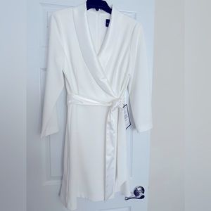 Adrianna Papell White Tuxedo Dress (size 10)